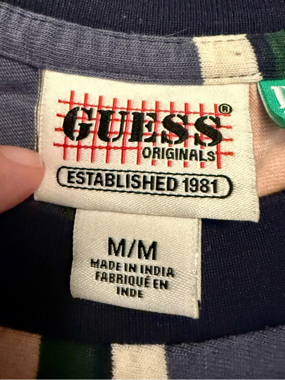 VTG Inspired Guess Jeans Tradition Eco Collection 90s Striped  T-Shirt Mens M - Picture 4 of 4